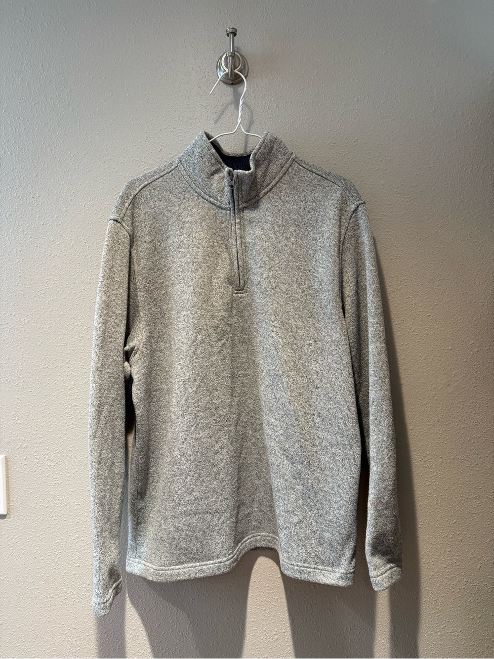 Izod Heather Grey Fleece Quarter Zip Sweater Mock Neck Pullover Large